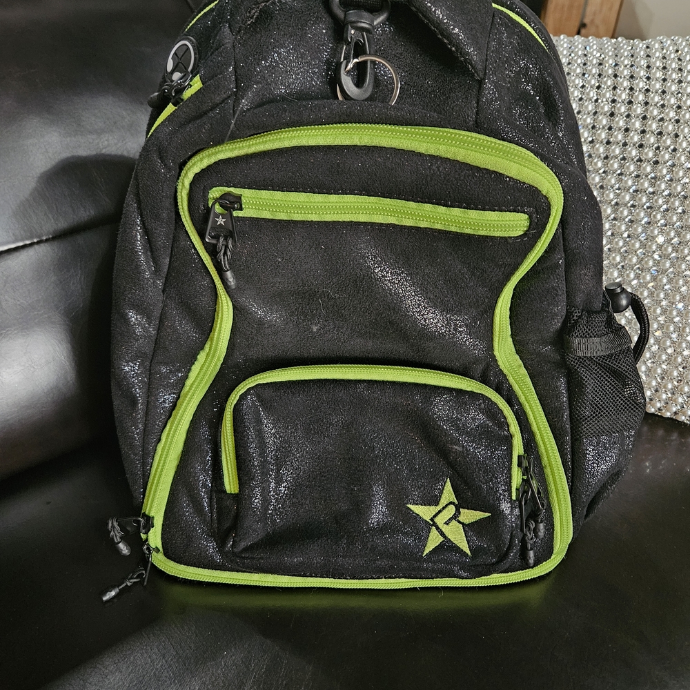 Black and Green Backpack with Star Logo